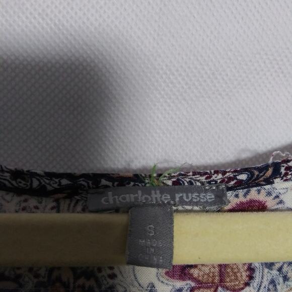 Charlotte Russe Brown Paisley Floral Long Sleeve Top Boho Peasant Size Small - Picture 5 of 6